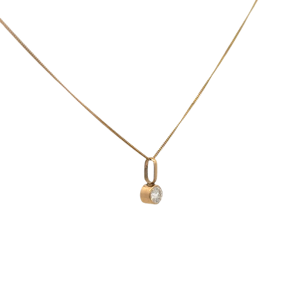 9ct yellow gold chain and diamond pendant 1.2g (bb1972b)
