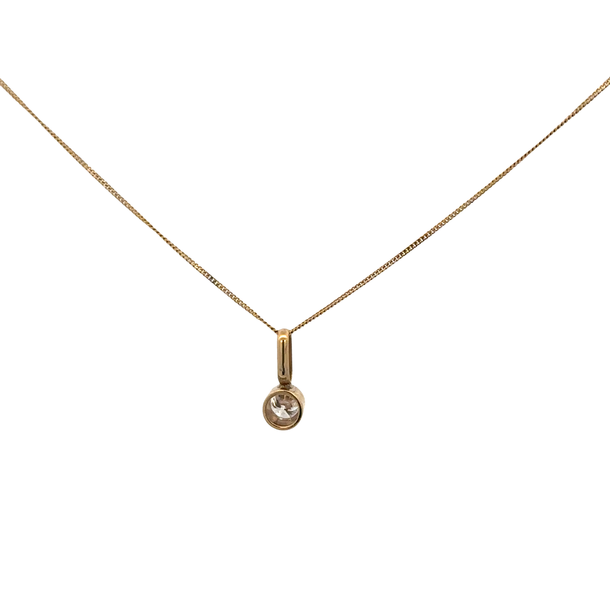 9ct yellow gold chain and diamond pendant 1.2g (bb1972b)