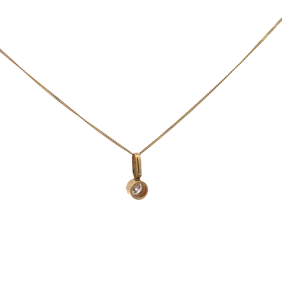 9ct yellow gold chain and diamond pendant 1.2g (bb1972b)