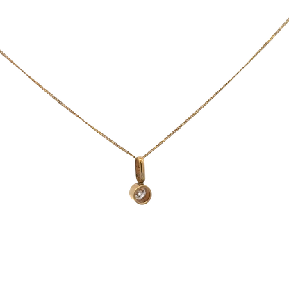 9ct yellow gold chain and diamond pendant 1.2g (bb1972b)