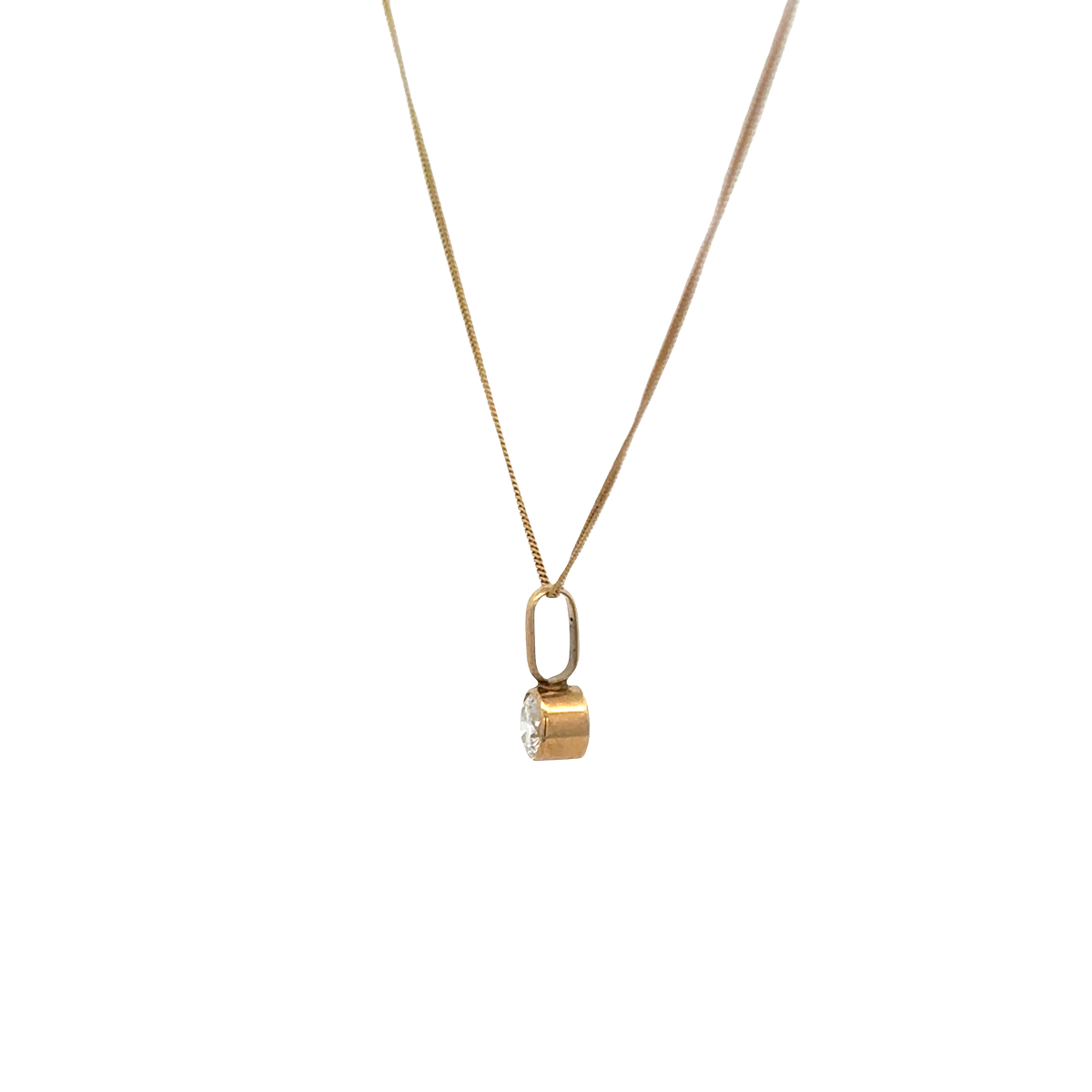 9ct yellow gold chain and diamond pendant 1.2g (bb1972b)