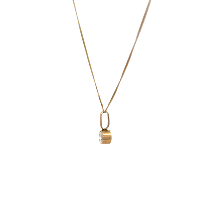 9ct yellow gold chain and diamond pendant 1.2g (bb1972b)