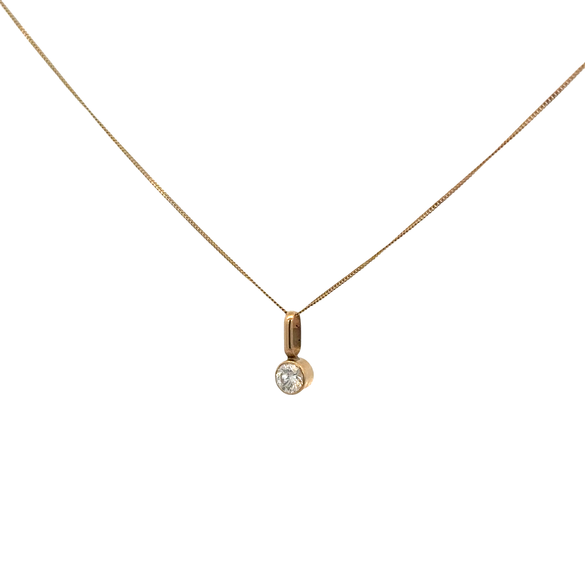9ct yellow gold chain and diamond pendant 1.2g (bb1972b)