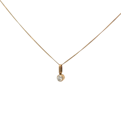 9ct yellow gold chain and diamond pendant 1.2g (bb1972b)