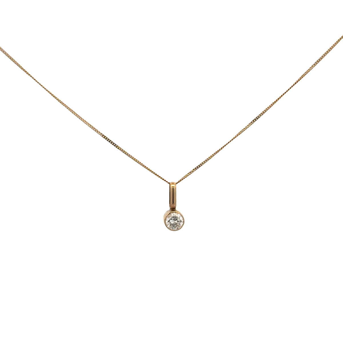 9ct yellow gold chain and diamond pendant 1.2g (bb1972b)