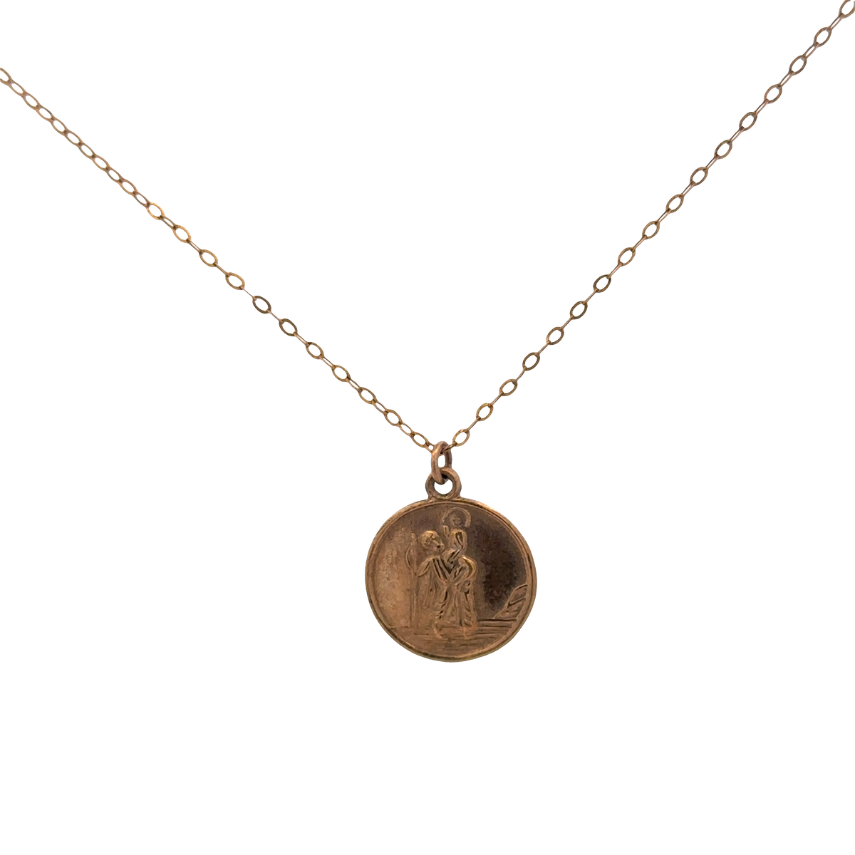9ct yellow gold chain and St Christopher pendant 3.8g (sh26815b)