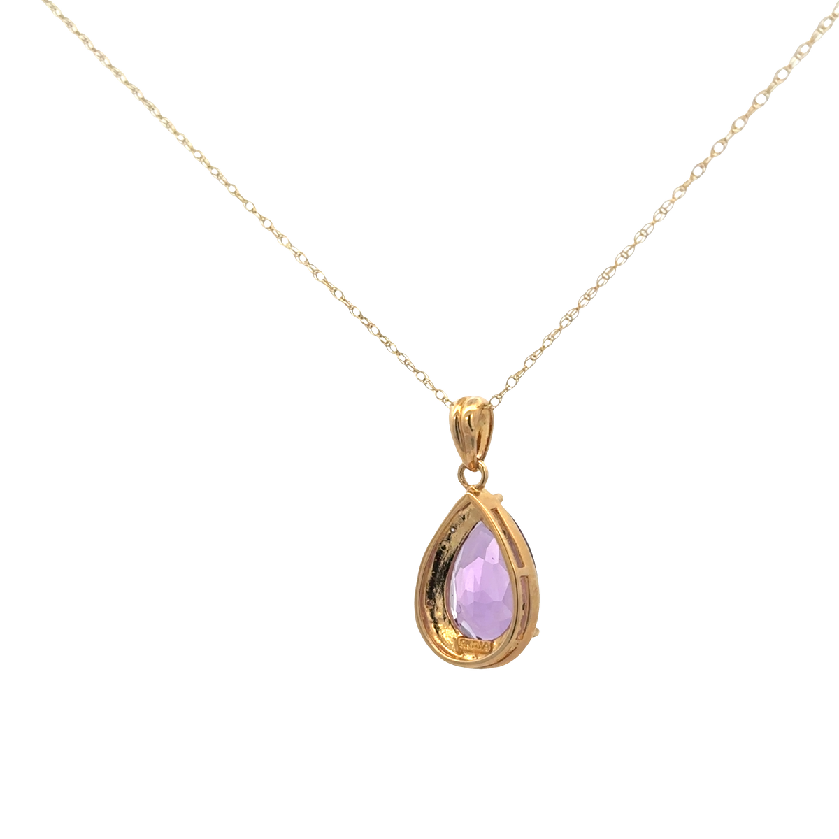 9ct yellow gold chain and diamond and amethyst pendant 4.1g (sh26812b)