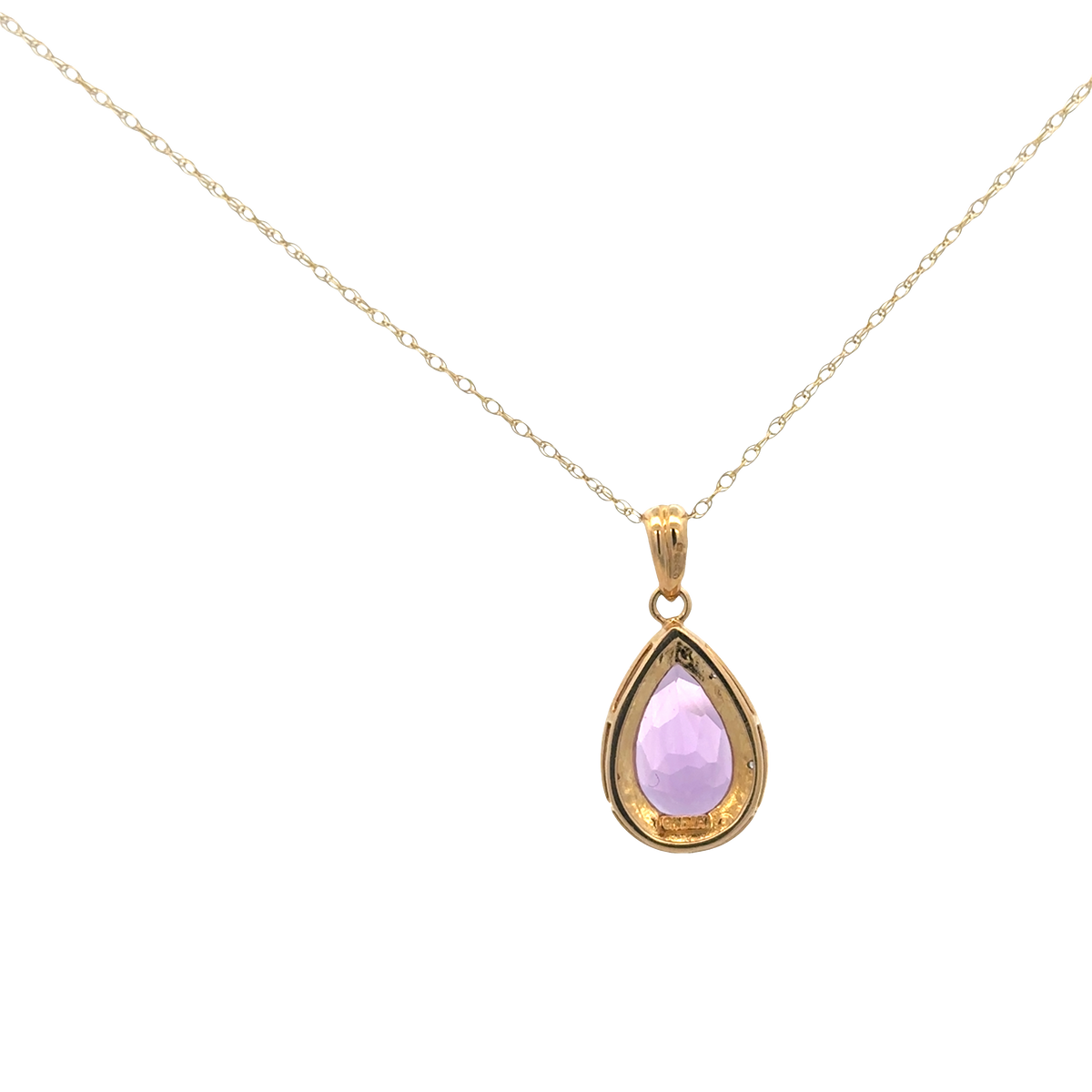 9ct yellow gold chain and diamond and amethyst pendant 4.1g (sh26812b)