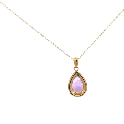 9ct yellow gold chain and diamond and amethyst pendant 4.1g (sh26812b)