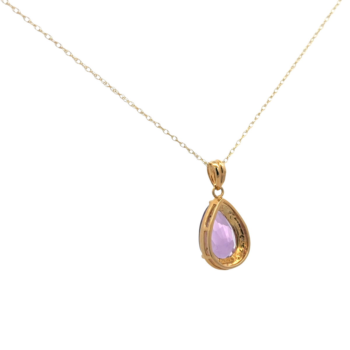 9ct yellow gold chain and diamond and amethyst pendant 4.1g (sh26812b)