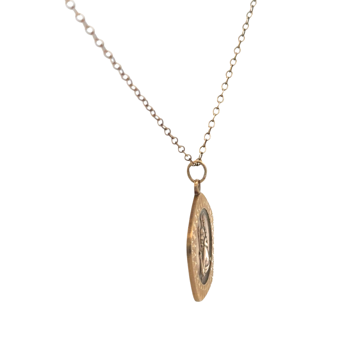 9ct yellow gold chain and St Christopher pendant 6.2g (sh26814b)