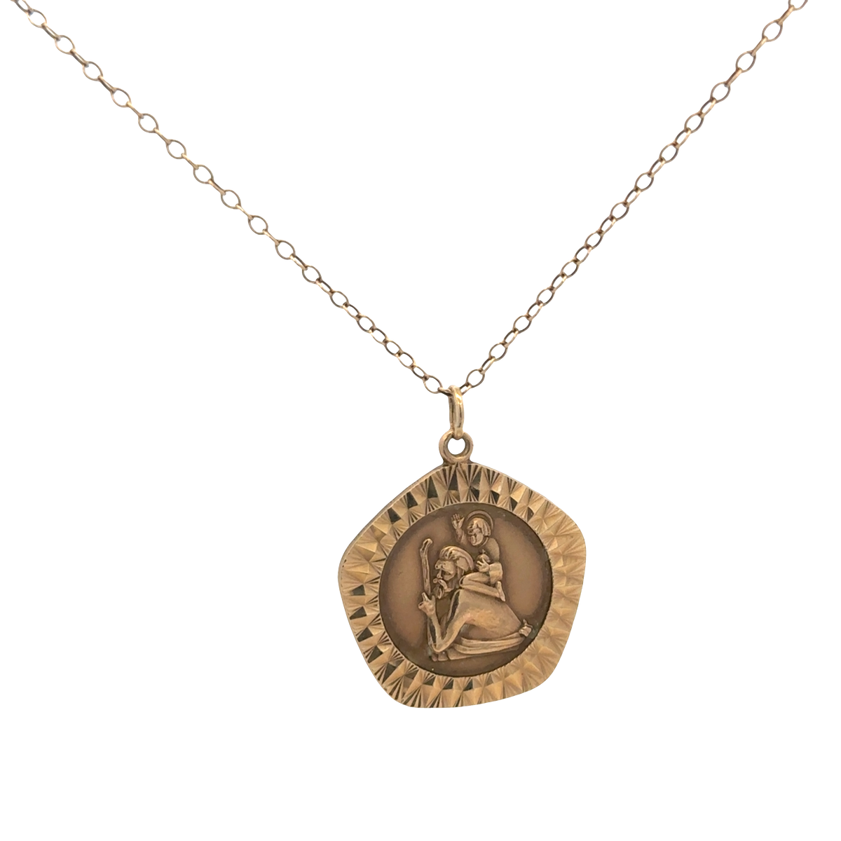 9ct yellow gold chain and St Christopher pendant 6.2g (sh26814b)