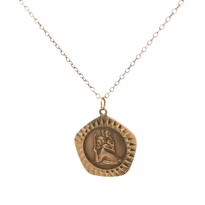 9ct yellow gold chain and St Christopher pendant 6.2g (sh26814b)