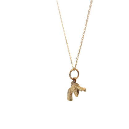 9ct yellow gold chain and gun pendant 1.9g (sh27632b)
