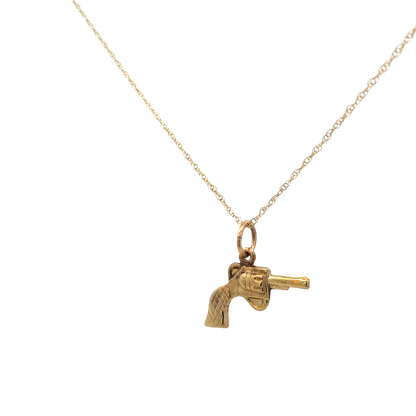 9ct yellow gold chain and gun pendant 1.9g (sh27632b)