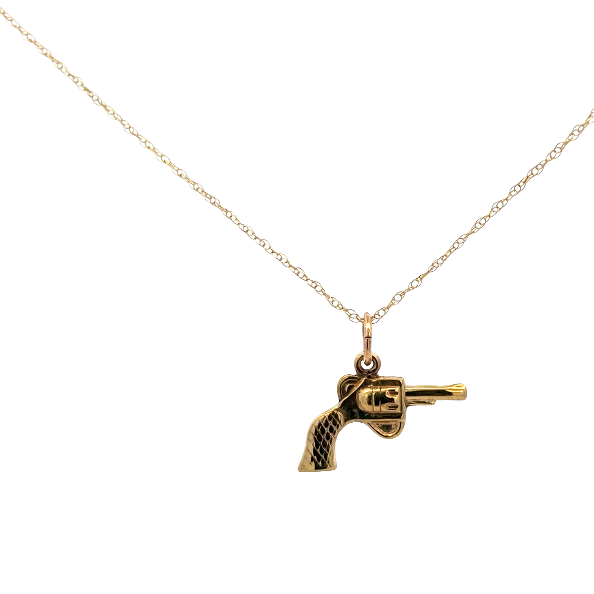 9ct yellow gold chain and gun pendant 1.9g (sh27632b)