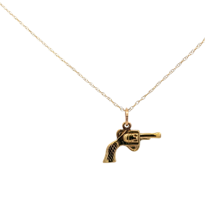 9ct yellow gold chain and gun pendant 1.9g (sh27632b)