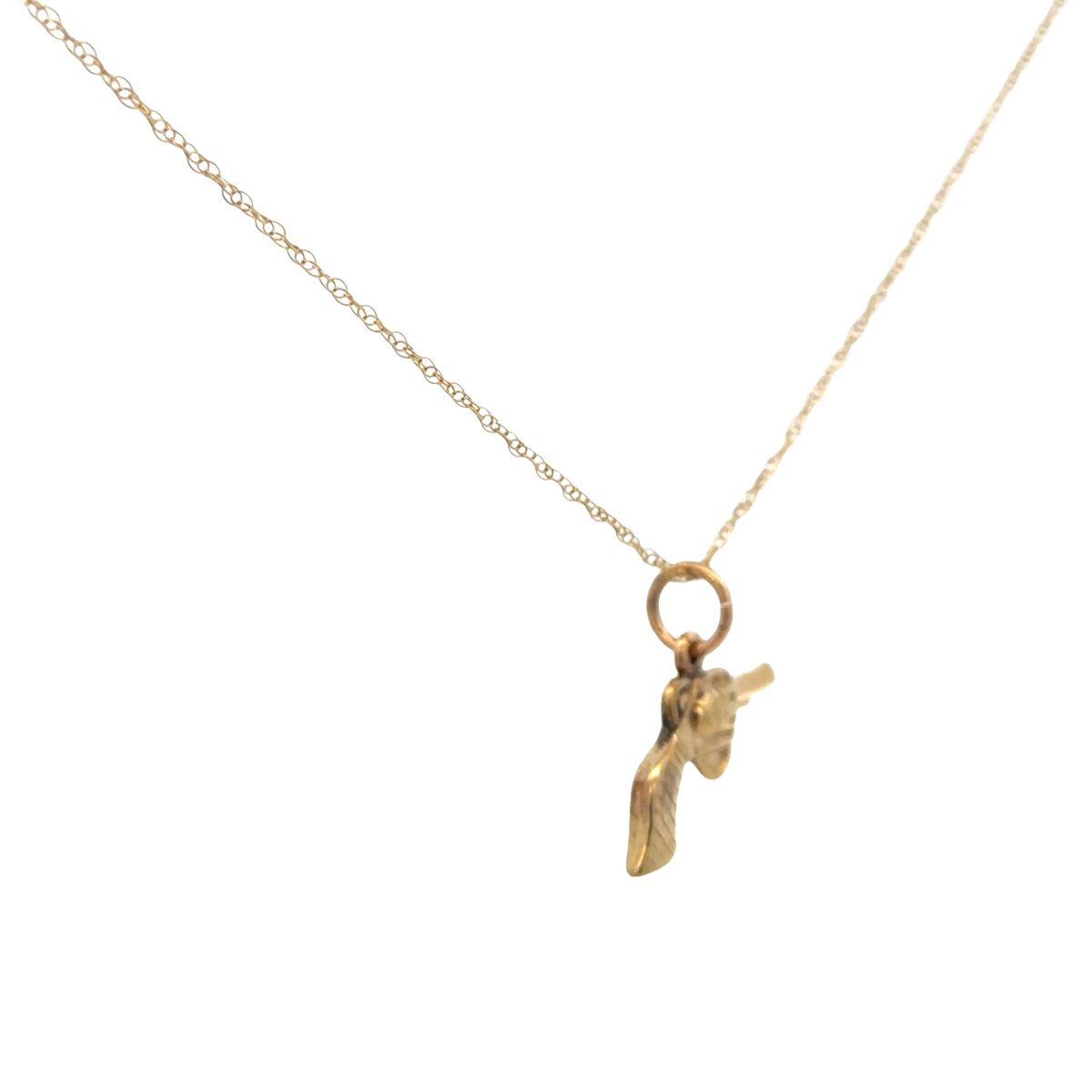 9ct yellow gold chain and gun pendant 1.9g (sh27632b)
