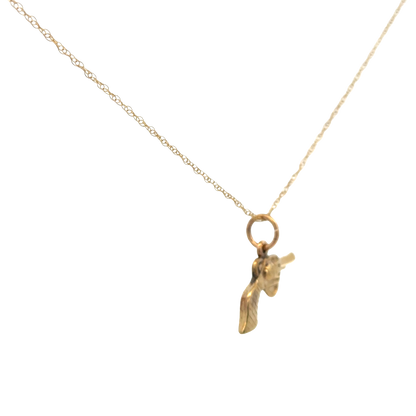 9ct yellow gold chain and gun pendant 1.9g (sh27632b)