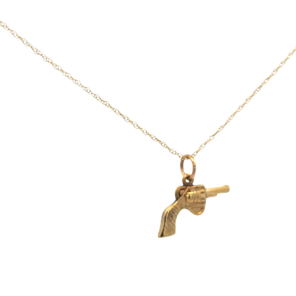 9ct yellow gold chain and gun pendant 1.9g (sh27632b)