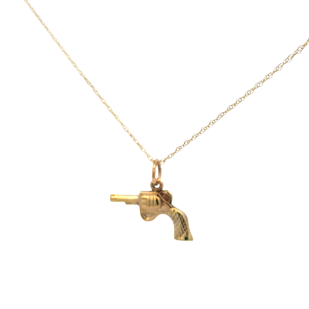 9ct yellow gold chain and gun pendant 1.9g (sh27632b)