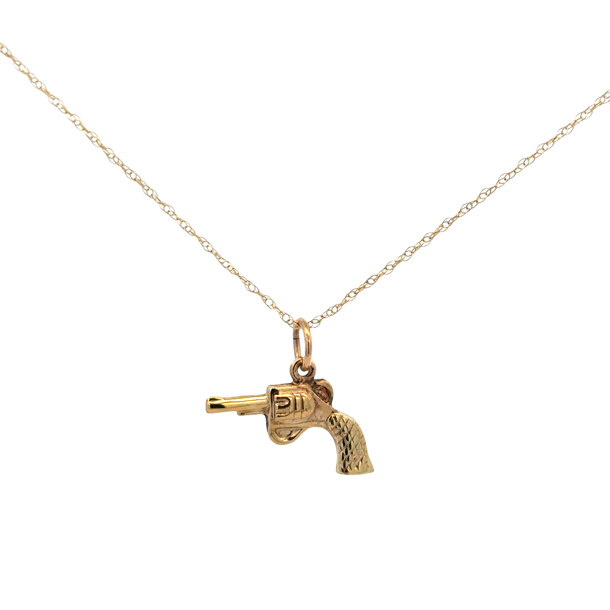 9ct yellow gold chain and gun pendant 1.9g (sh27632b)