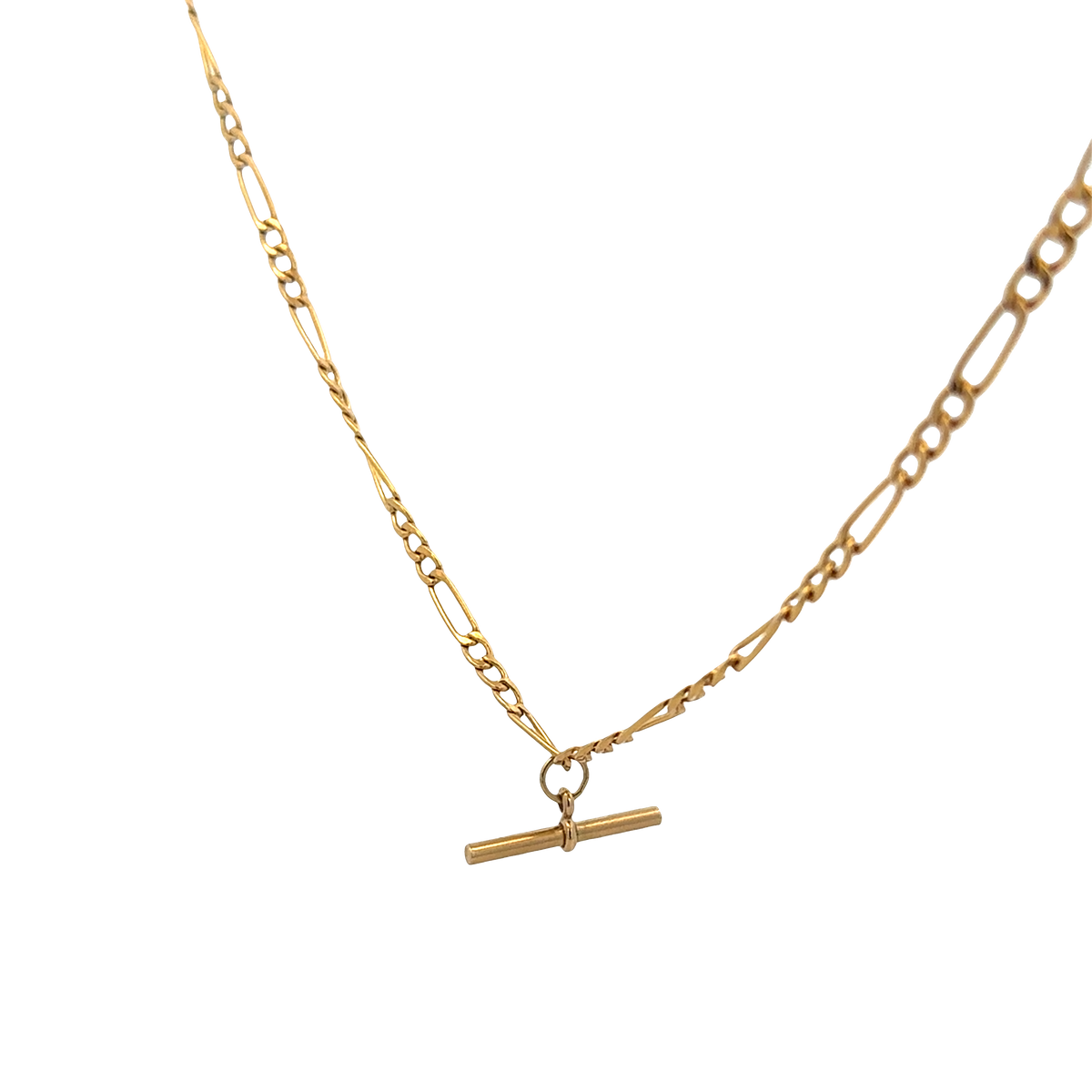 9ct yellow gold figaro chain with T bar 3.7g (sh27696b)