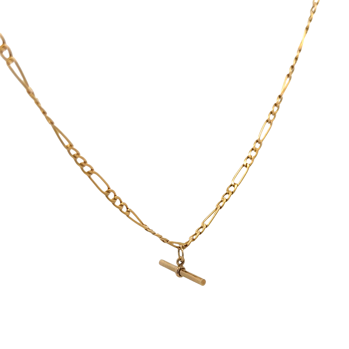 9ct yellow gold figaro chain with T bar 3.7g (sh27696b)