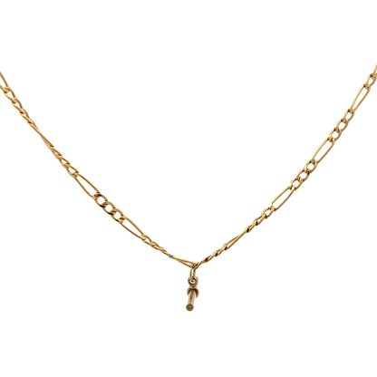 9ct yellow gold figaro chain with T bar 3.7g (sh27696b)