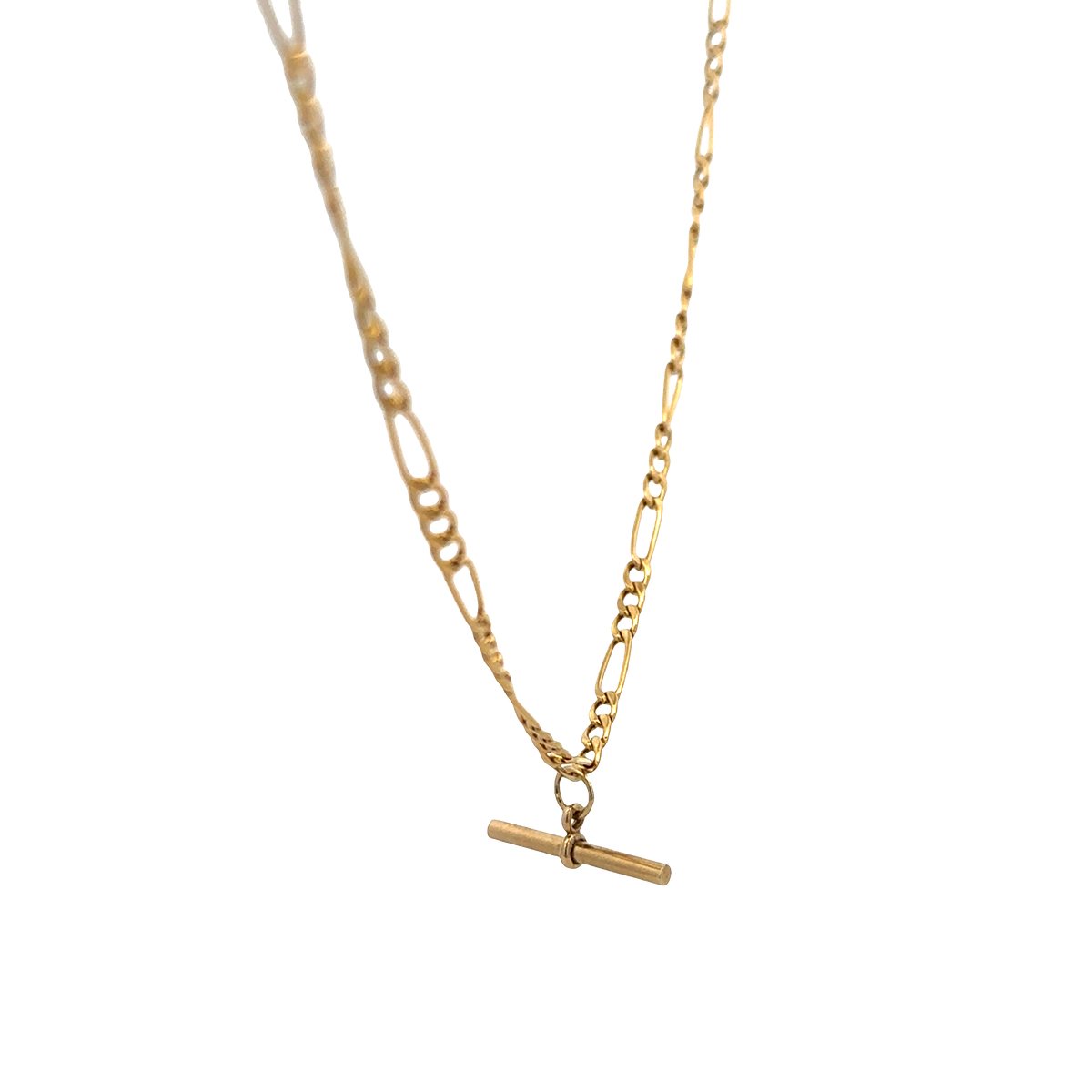9ct yellow gold figaro chain with T bar 3.7g (sh27696b)