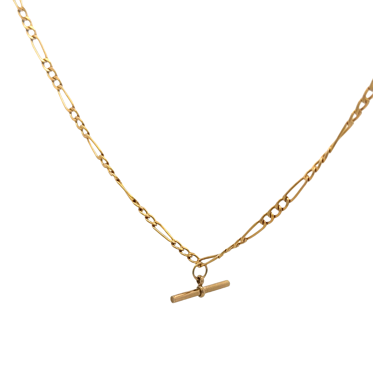 9ct yellow gold figaro chain with T bar 3.7g (sh27696b)