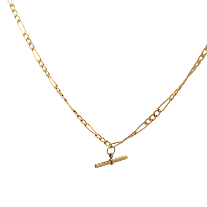 9ct yellow gold figaro chain with T bar 3.7g (sh27696b)