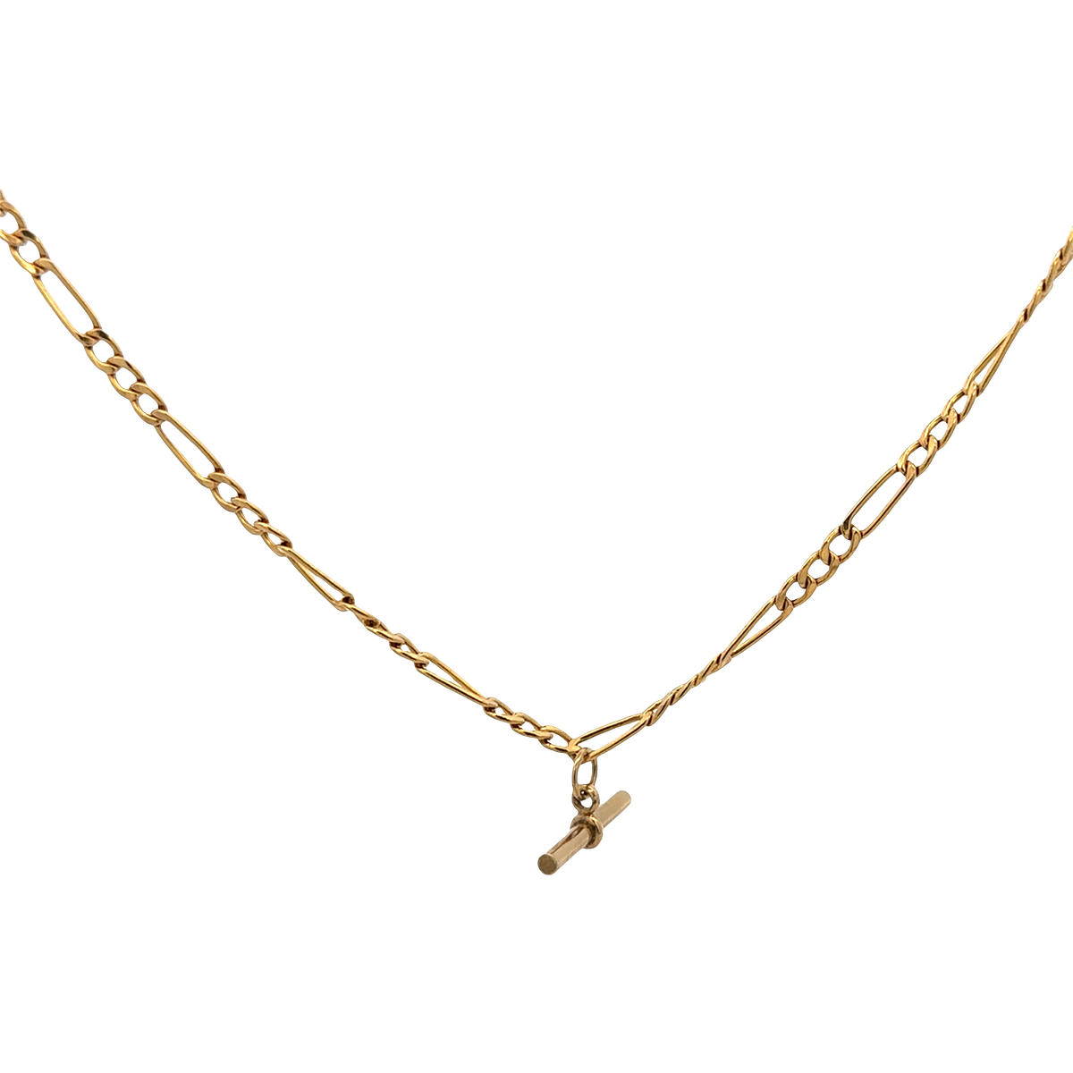 9ct yellow gold figaro chain with T bar 3.7g (sh27696b)