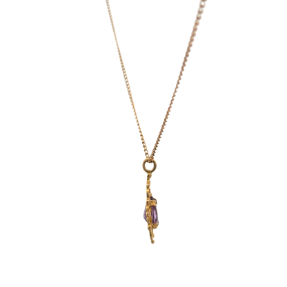 9ct yellow gold chain and amethyst pendant 3g (sh26889b)