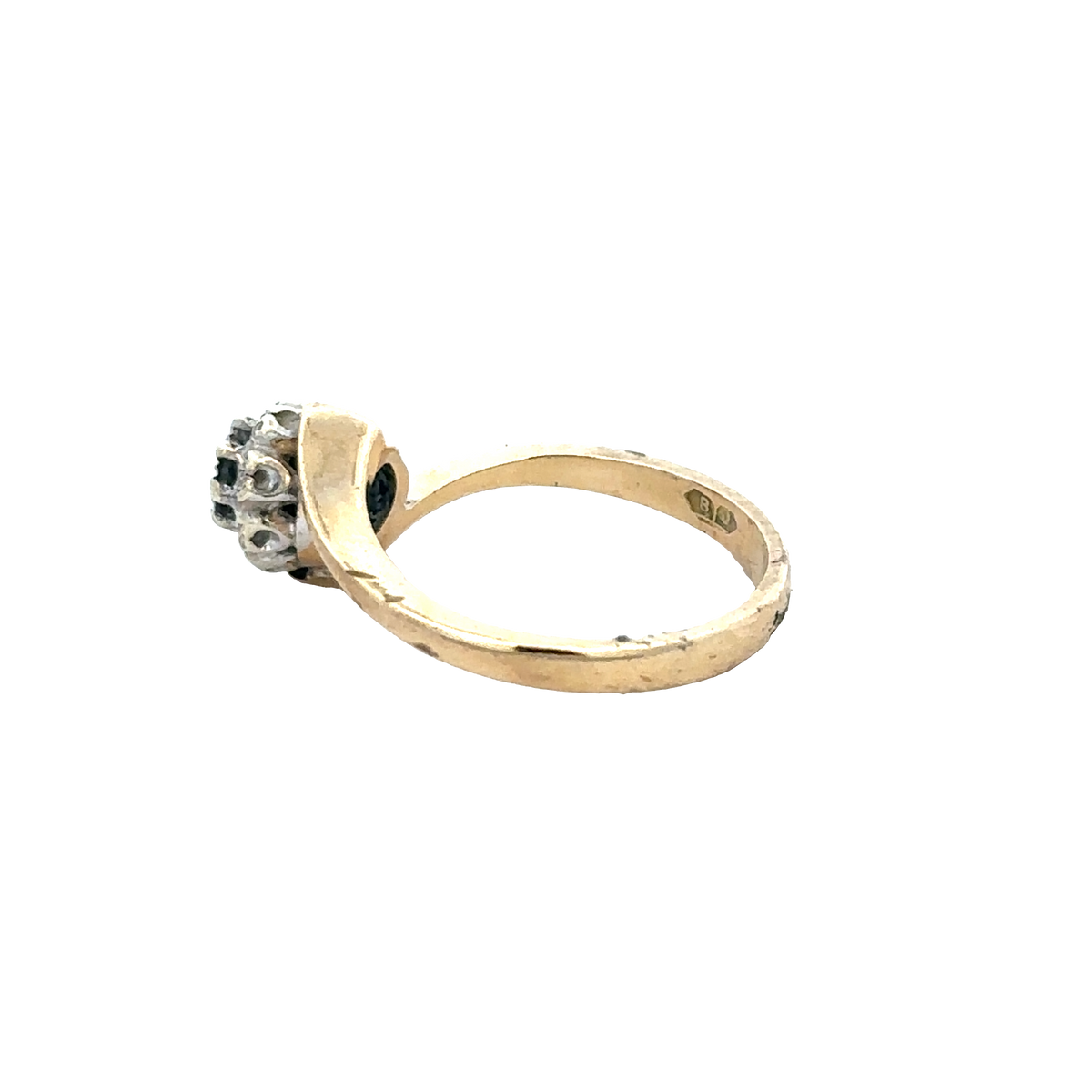 9ct yellow gold diamond ring size M1/2 (sh27883b)