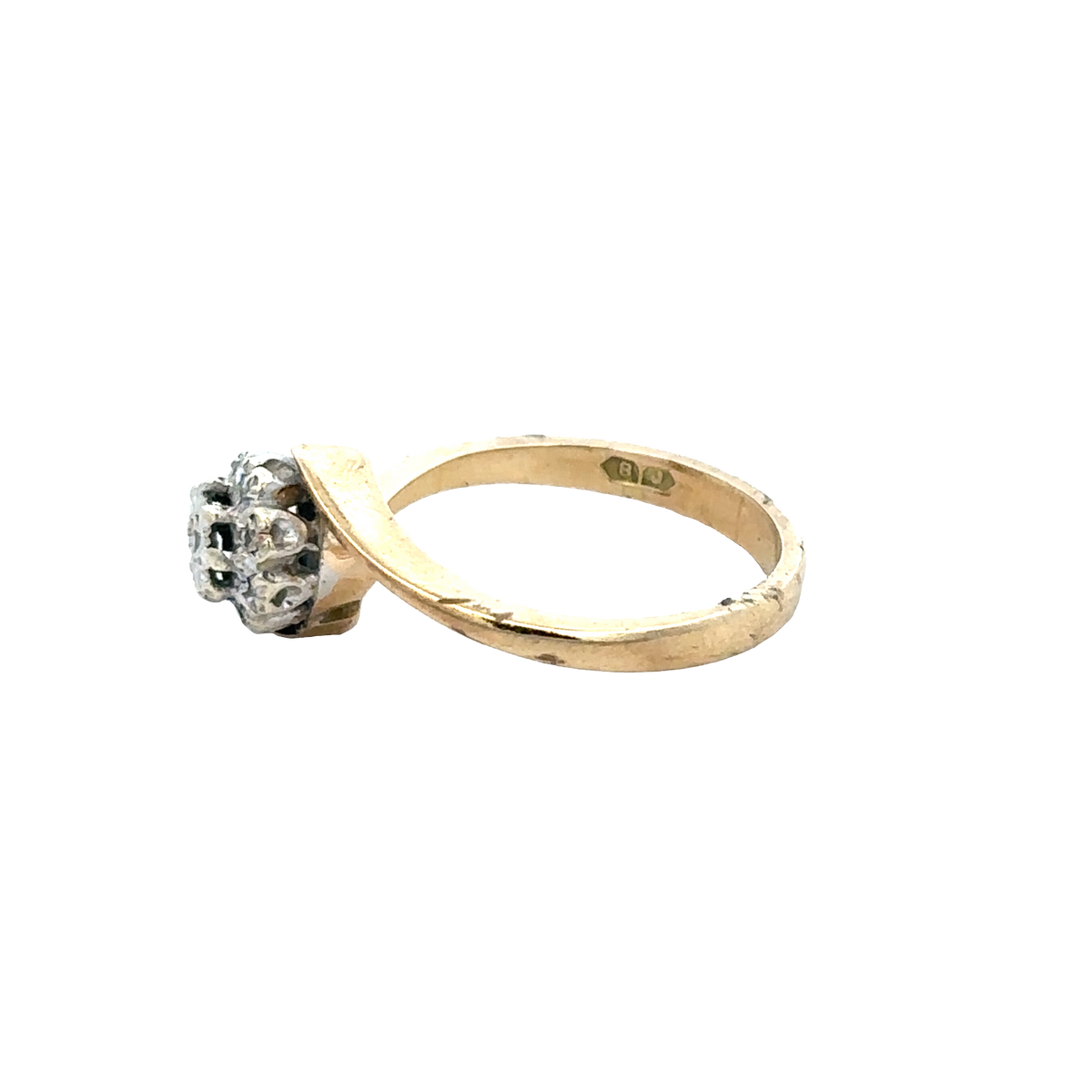 9ct yellow gold diamond ring size M1/2 (sh27883b)