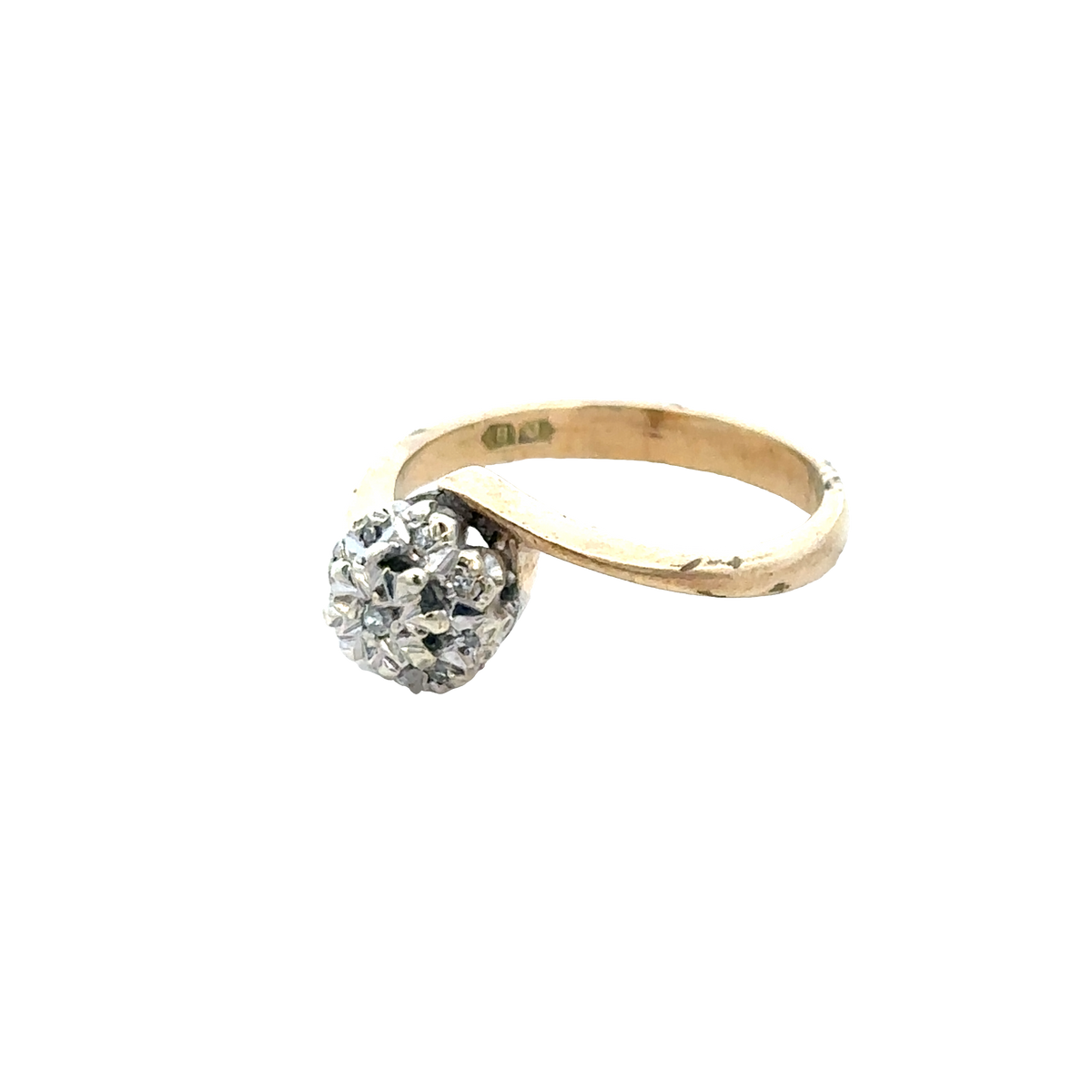 9ct yellow gold diamond ring size M1/2 (sh27883b)