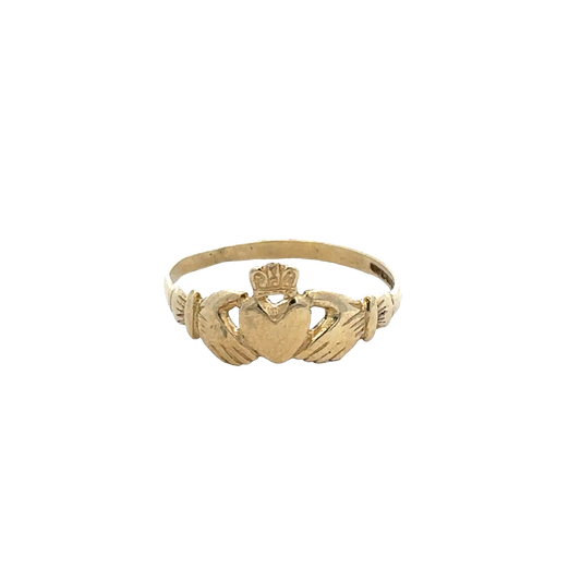 9ct yellow gold claddagh ring size N1/2 (sh25556l)