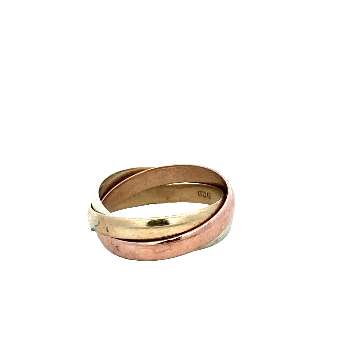 9ct yellow, rose and white gold band ring size L (sh25731l)
