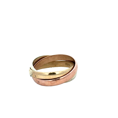 9ct yellow, rose and white gold band ring size L (sh25731l)