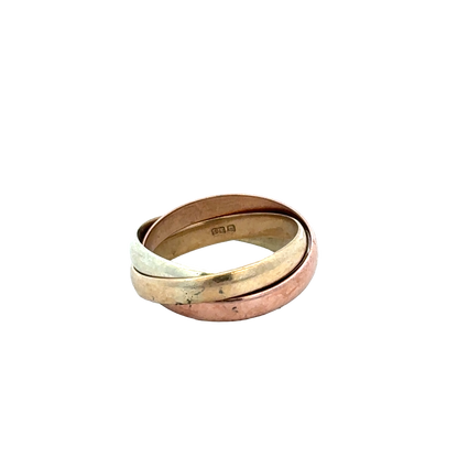 9ct yellow, rose and white gold band ring size L (sh25731l)