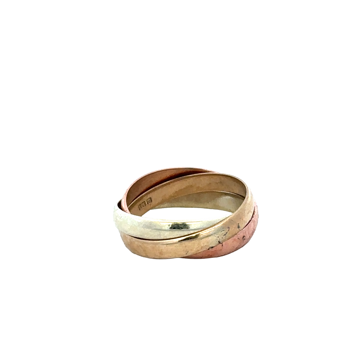 9ct yellow, rose and white gold band ring size L (sh25731l)