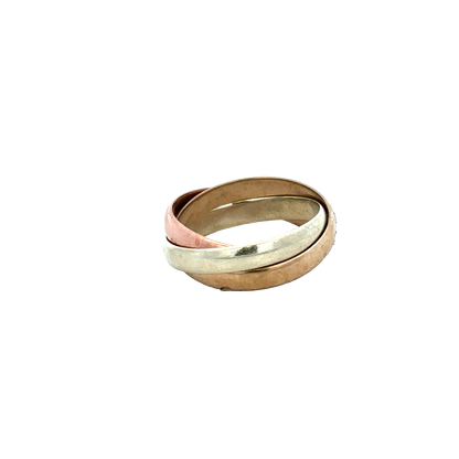9ct yellow, rose and white gold band ring size L (sh25731l)