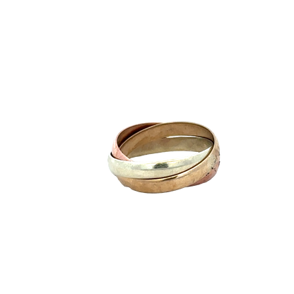 9ct yellow, rose and white gold band ring size L (sh25731l)