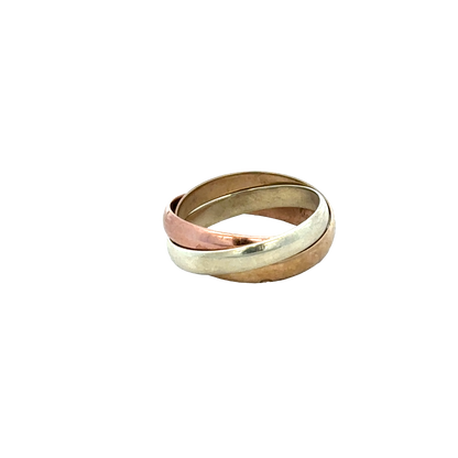 9ct yellow, rose and white gold band ring size L (sh25731l)
