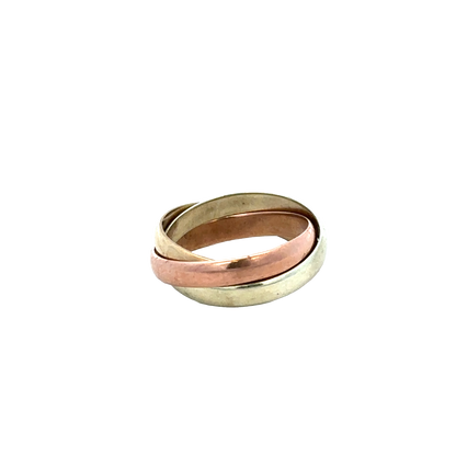 9ct yellow, rose and white gold band ring size L (sh25731l)