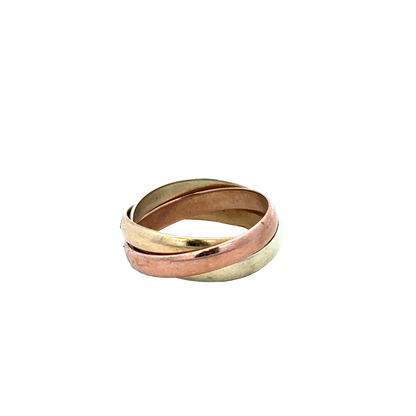 9ct yellow, rose and white gold band ring size L (sh25731l)