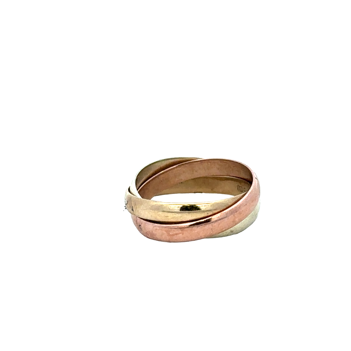 9ct yellow, rose and white gold band ring size L (sh25731l)
