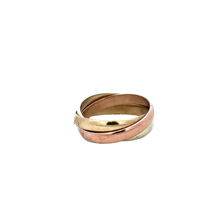 9ct yellow, rose and white gold band ring size L (sh25731l)