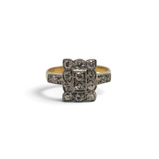 18ct yellow gold and platinum diamond ring   sh27830b